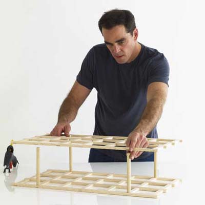 Assembling wine rack.