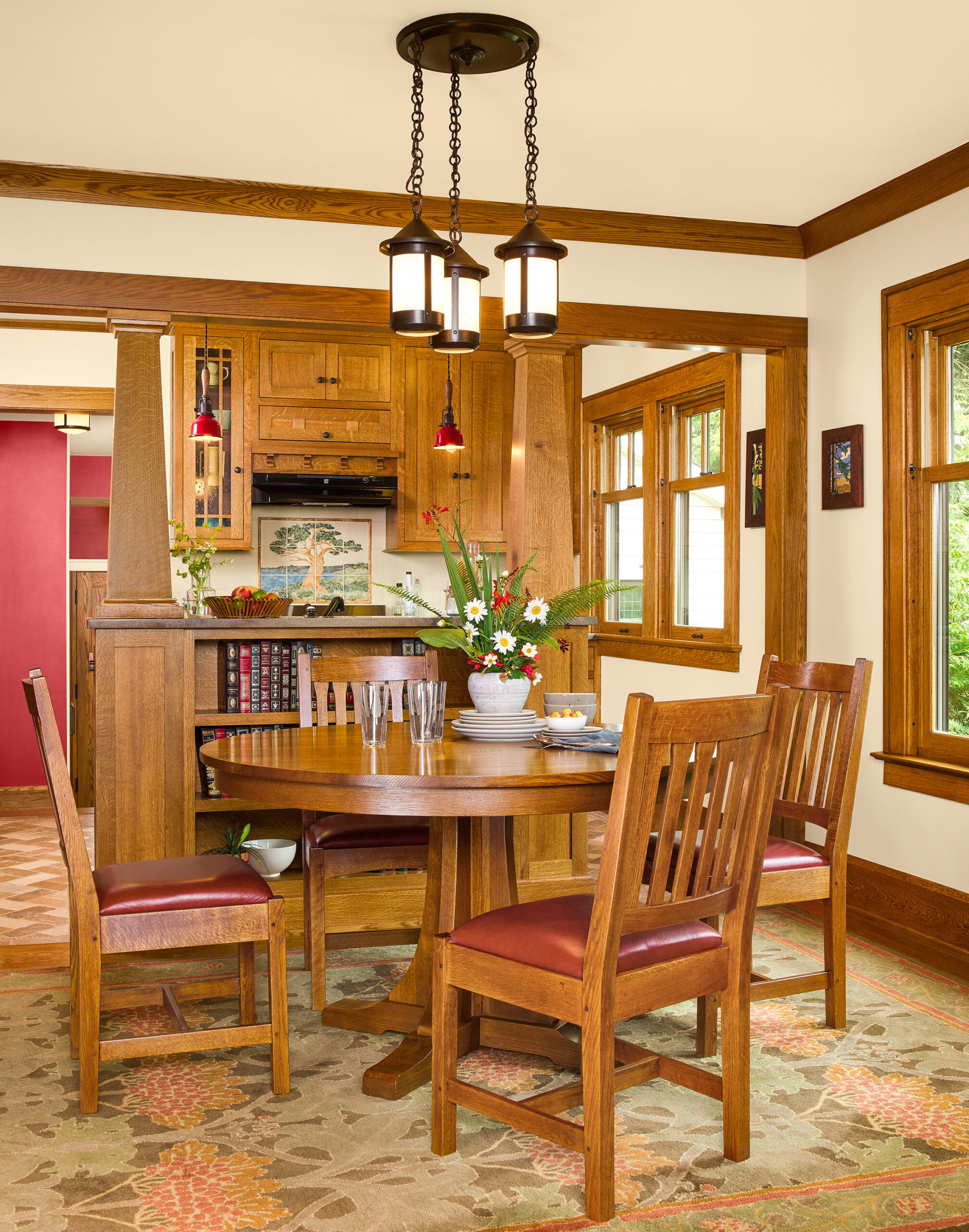 Built-in between the dining room and kitchen.