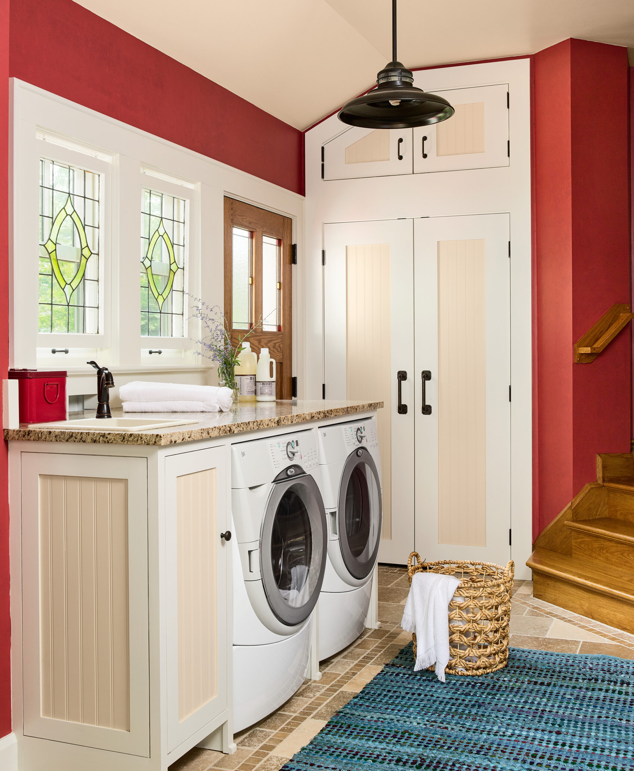 A mudroom laundry room area.