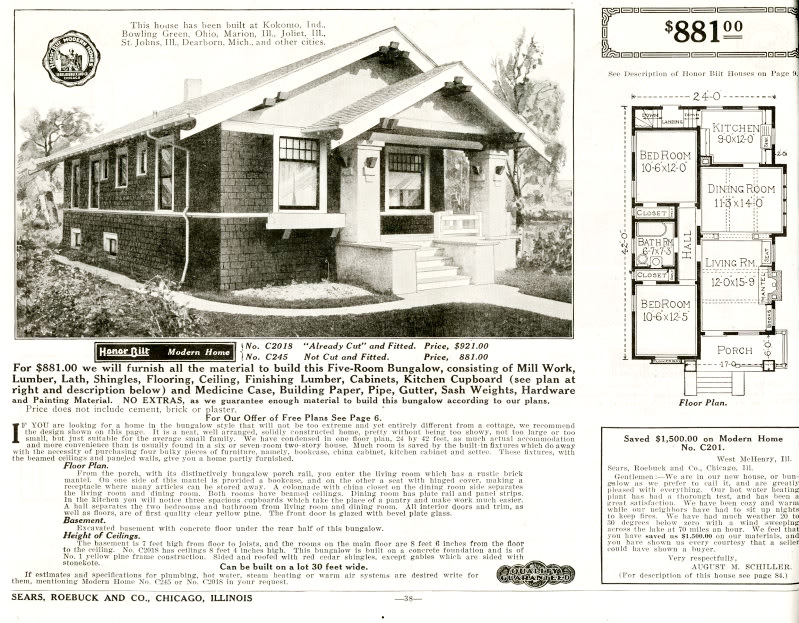 An advertisement for a Sears kit house.