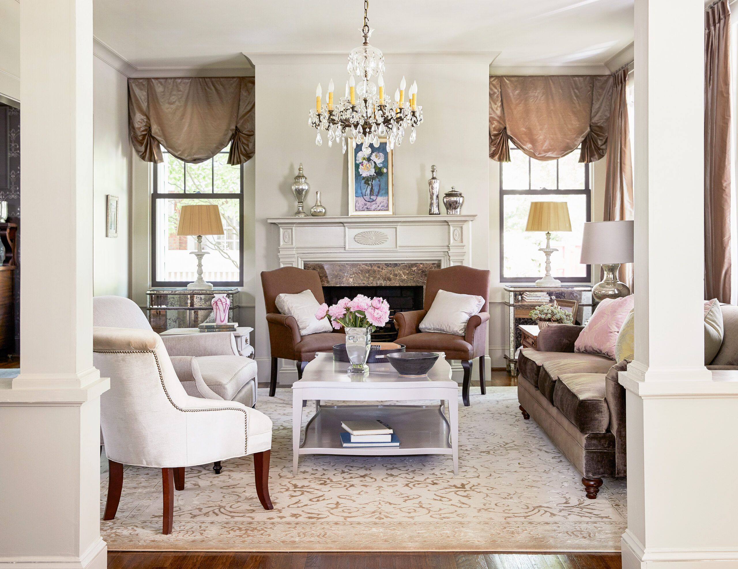 Decorated living room with a sitting area.