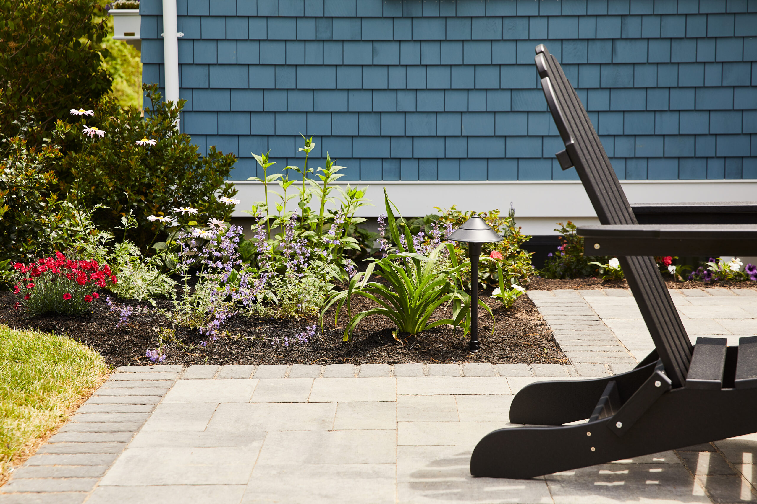 Patio made from Belgard modular paving system.