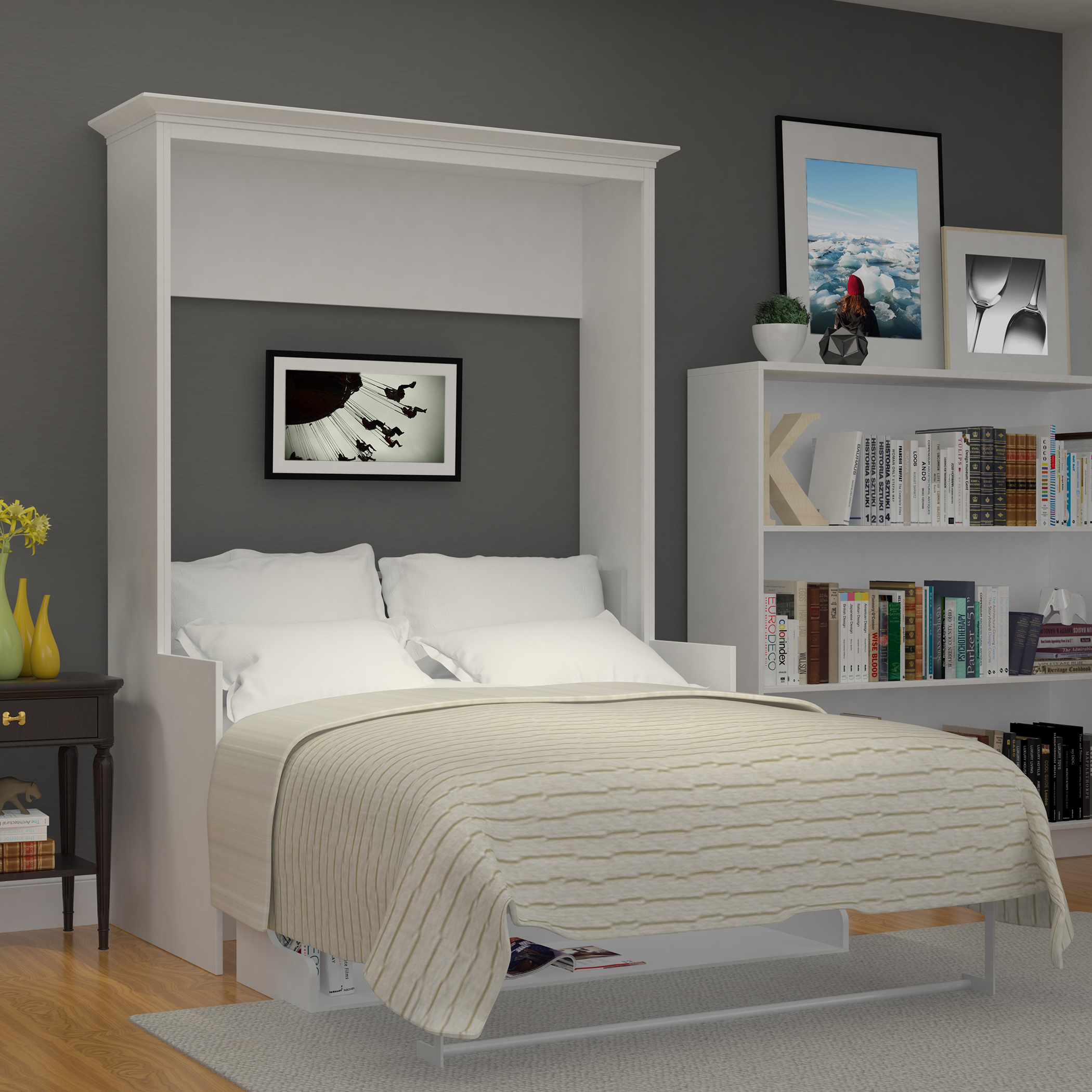 A murphy bed in a bedroom.
